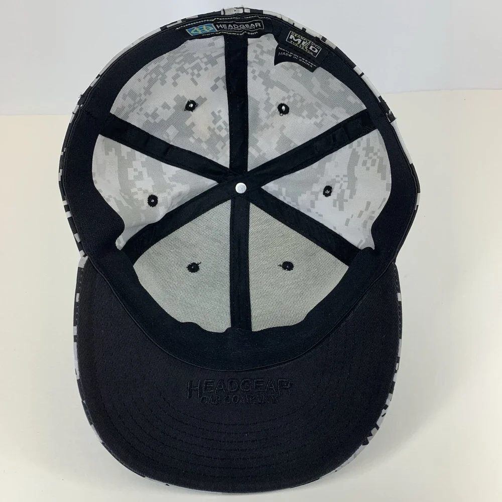 Blank Digital Camo Hat Black Gray Headgear Med Fitted 7 1/8 - 7 3/8 Baseball Cap